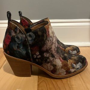 Sofft brand floral velvet booties.